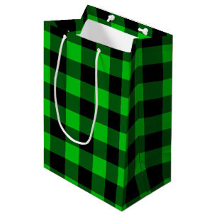 Grüne Karo-Geschenktasche Mittlere Geschenktüte