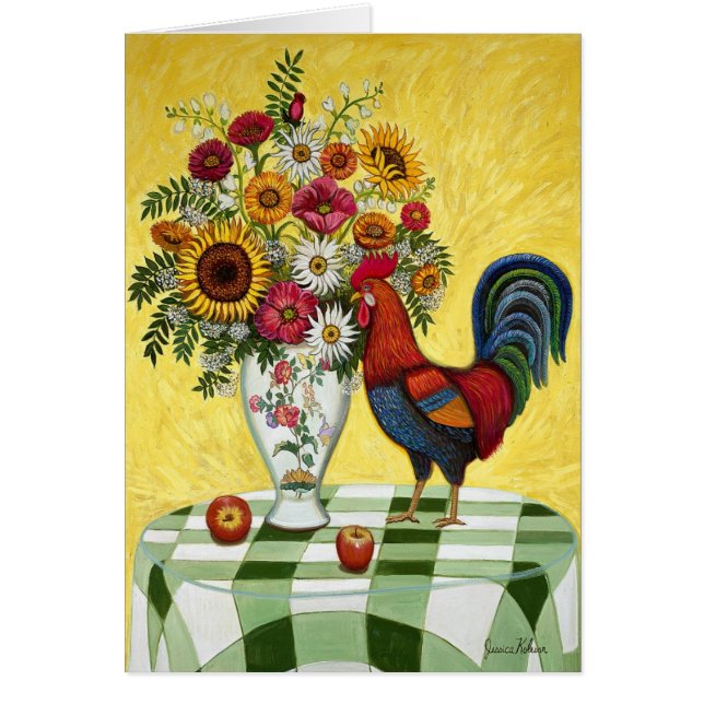 Grüne Karo-Hahn-Karte (Vorne)