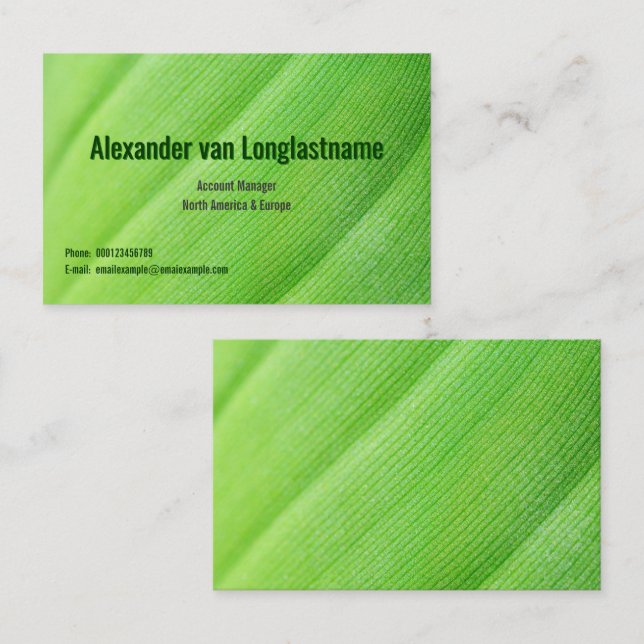 Grüne Karte mit Bananenblatt (Vorne/Hinten)