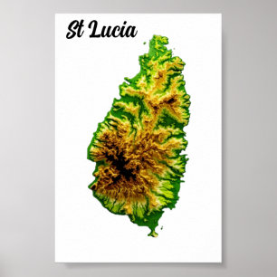 Grüne Karte von St. Lucia Poster
