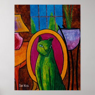 Grüne Katze Poster