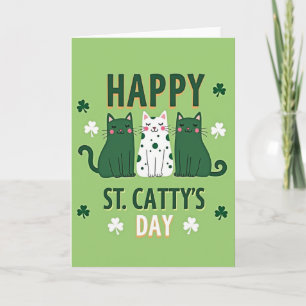 Grüne Katze Shamrocks Happy Karte