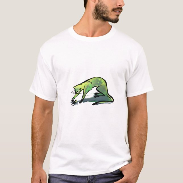 Grüne Katze u. Maus T-Shirt (Vorderseite)