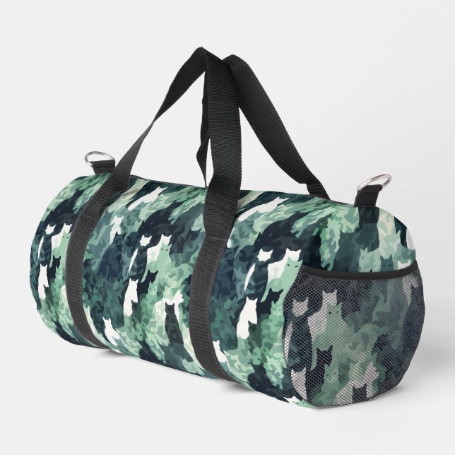 Grüne Katzen-Tarnmuster Duffle Bag (Rechte Ecke)