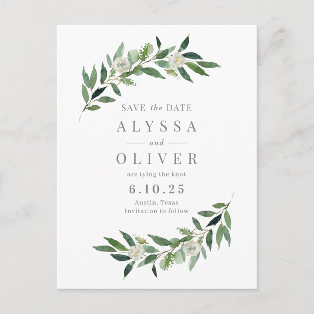 Grüne Kein Foto Save the Date Postkarte (Vorderseite)