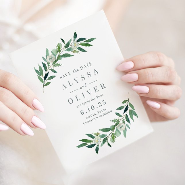 Grüne Keine Foto Save the Date Karte (Von Creator hochgeladen)