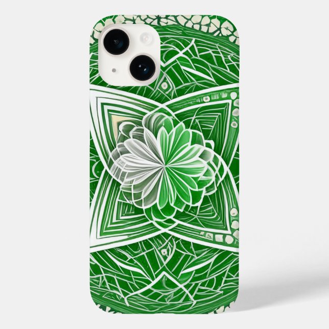 Grüne keltische Blume Herz Chakra Heilige Geometri Case-Mate iPhone Hülle (Rückseite)