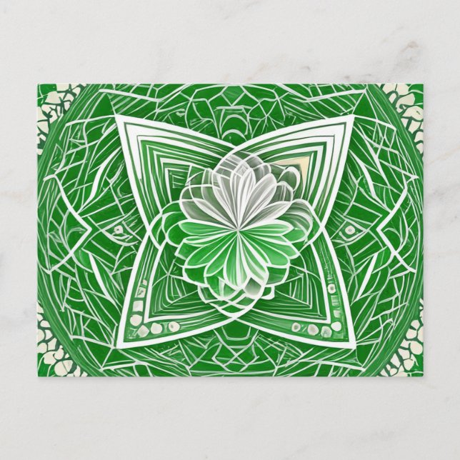 Grüne keltische Blume Herz Chakra Heilige Geometri Postkarte (Vorderseite)