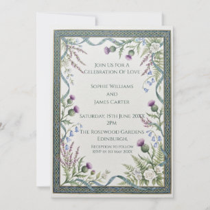 Grüne keltische Distel-Hochzeitseinladung Einladung