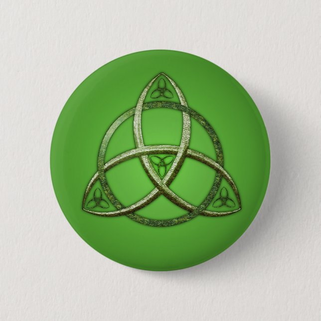 Grüne keltische Dreifaltigkeitsknoten Button (Vorderseite)