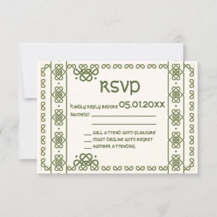 Grüne keltische Knochen Hochzeitskarten RSVP Karte
