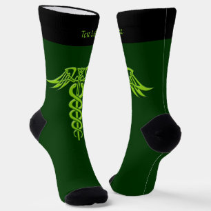 Grüne keltische Knot Caduceus Socken