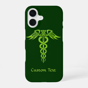 Grüne keltische Knoten-Caduceus iPhone 16 Hülle