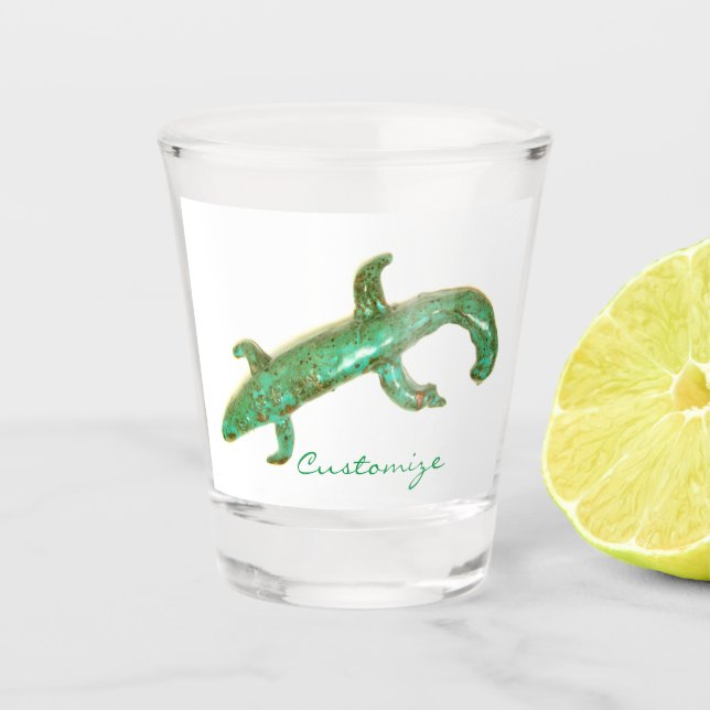 Grüne Keramik Schnapsglas (Vorderseite)