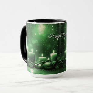 Grüne Kerzen Weihnachts-Feiertags-Tasse Tasse
