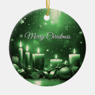 Grüne Kerzen Weihnachtsfeiertag Ornament