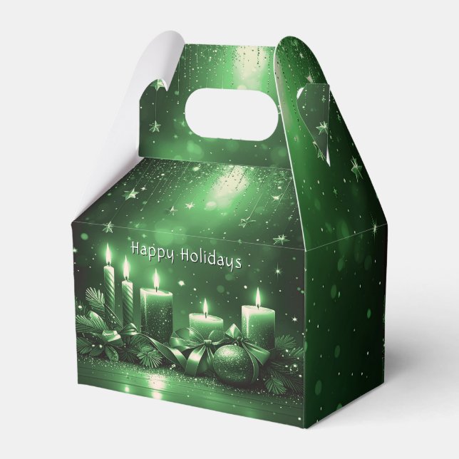 Grüne Kerzen Weihnachtsgeschenkbox Geschenkschachtel (Rückseite)