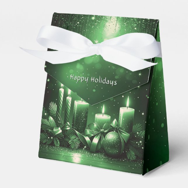 Grüne Kerzen Weihnachtsgeschenkbox Geschenkschachtel (Vorderseite)