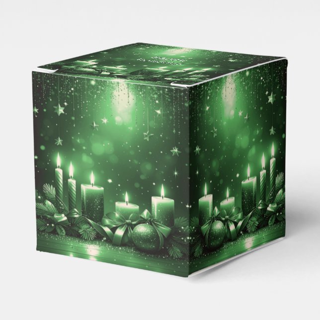 Grüne Kerzen Weihnachtsgeschenkbox Geschenkschachtel (Vorderseite)