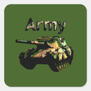 Grüne Khaki-Armee-Tank-Aufkleber Quadratischer Aufkleber