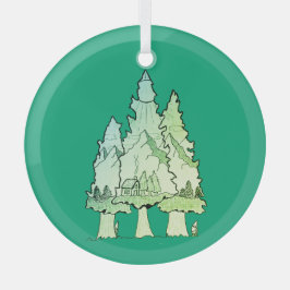 Grüne Kiefern Ornament Aus Glas