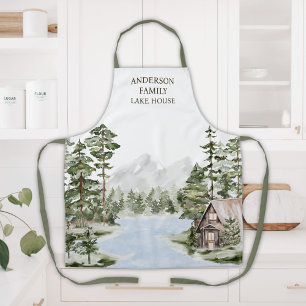 Grüne Kiefernwald-Familien-Seehütte Schürze