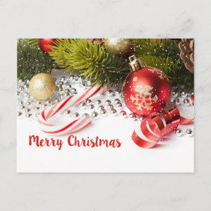 Grüne Kiefernzweig und rote Lanterns Illustration Postkarte