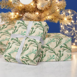 Grüne Kiefernzweige Weihnachten Geschenkpapier