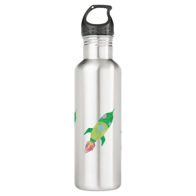 Grüne Kinderraketen Edelstahlflasche (Vorderseite)