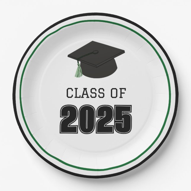Grüne Klasse 2025 Pappteller (Vorderseite)
