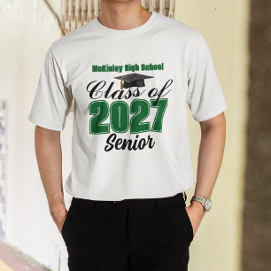 Grüne Klasse 2027 Senior Custom High School T-Shirt