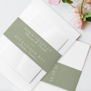 Grüne klassische Kalligrafie - feierliche Hochzeit Einladungsbanderole