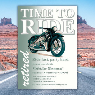 Grüne klassische Motorrad-Zeit zum Reiten Ruhestan Einladung