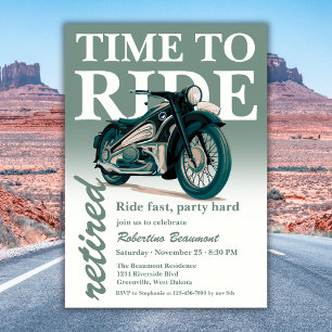 Grüne klassische Motorradfahrt Schnelle Ruhestands Einladung
