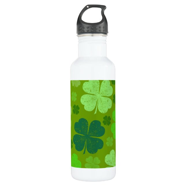 Grüne Klee, Glücksklamotten, St. Patrick's Day Edelstahlflasche (Vorderseite)