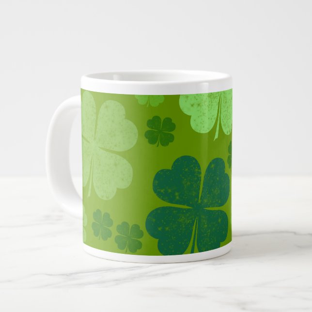 Grüne Klee, Glücksklamotten, St. Patrick's Day Jumbo-Tasse (Vorderseite Links)