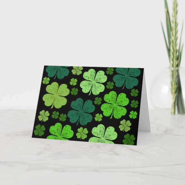 Grüne Klee, Glücksklamotten, St. Patrick's Day Karte (Vorderseite)