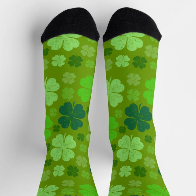 Grüne Klee, Glücksklamotten, St. Patrick's Day Socken (Oben)