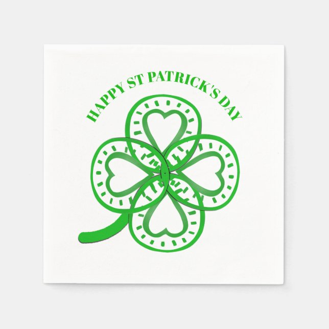 Grüne Klee Herz St Patrick's Day Paper N Serviette (Vorderseite)
