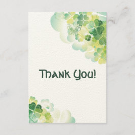 Grüne Klee-und Schmetterlings-Ecken danken Ihnen Dankeskarte