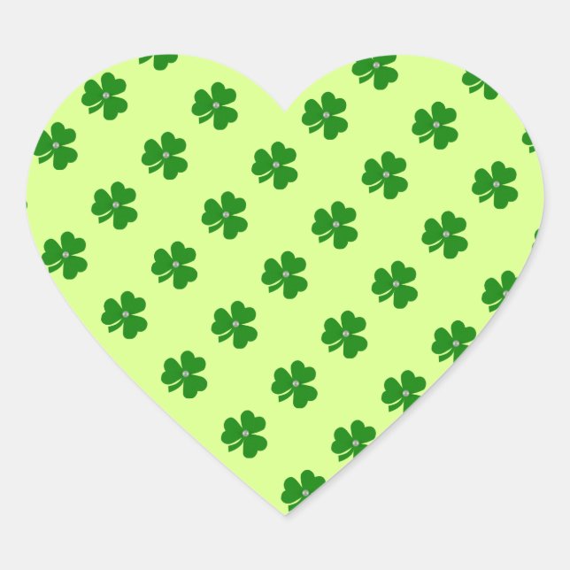 Grüne Klee, weiße Perle für St. Patrick's Day Herz-Aufkleber (Vorderseite)