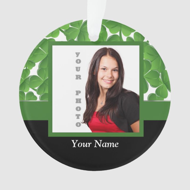 Grüne Kleeblatt-Fotoschablone Ornament (Vorderseite)