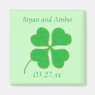 Grüne Kleeblatt-Goldpunkte, Save the Date Magnete