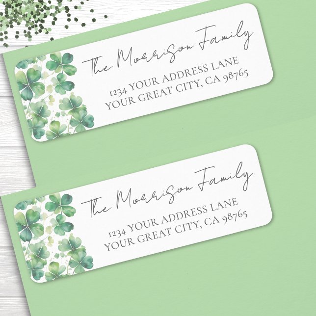 Grüne Kleeblatt-Rücksendeadresse (Green Clover Shamrock Return Address label)