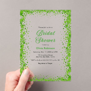 Grüne Kleeblatt St. Patrick's Day Irische Hochzeit Acryleinladungen