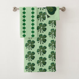 Grüne Kleeblätter Diamanten 2025 Badhandtuch Set