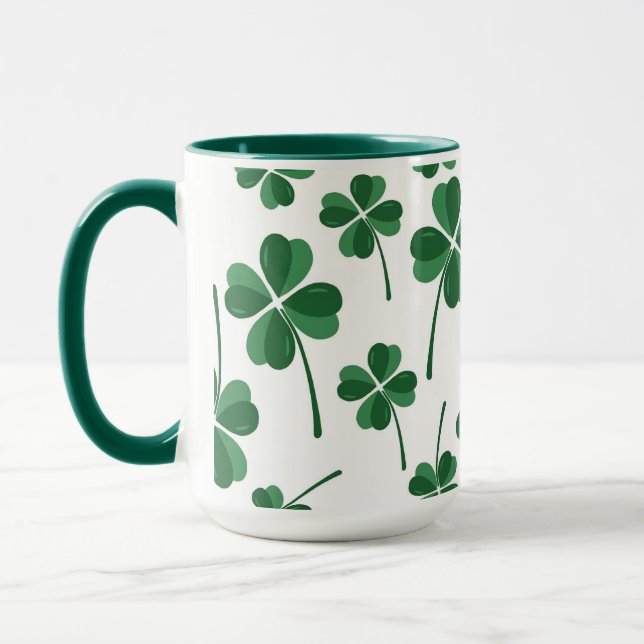 grüne Kleeblätter Glück Tasse (Links)