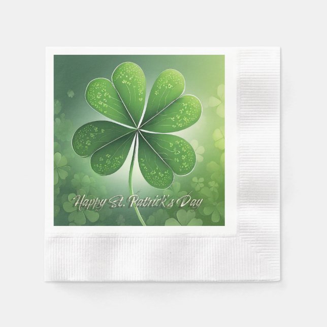 Grüne Kleeblätter Happy St. Patrick's Day (8) c Serviette (Vorderseite)