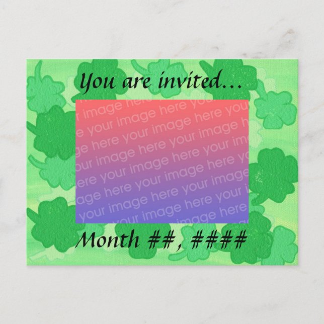 Grüne Kleeblätter Hochzeiten Foto Einladungen Post (Vorderseite)