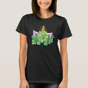 Grüne Kleeblätter Irische Niedliche Einhorn Girls T-Shirt